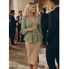 image:imageAstylish Womens Dressy Wrap V Neck Cinched Waist Going Out Peplum Tops  Puff Long SleeveBusiness CasualElegantDate Night OutfitRuched Ruffle ShirtsTrendy Smocked Blouses2026 Cute Fall TopsGrass Green