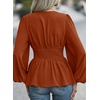 image:imageAstylish Womens Dressy Wrap V Neck Cinched Waist Going Out Peplum Tops  Puff Long SleeveBusiness CasualElegantDate Night OutfitRuched Ruffle ShirtsTrendy Smocked Blouses2026 Cute Fall TopsCinnamon