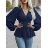 image:imageAstylish Womens Dressy Wrap V Neck Cinched Waist Going Out Peplum Tops  Puff Long SleeveBusiness CasualElegantDate Night OutfitRuched Ruffle ShirtsTrendy Smocked Blouses2026 Cute Fall TopsBluing