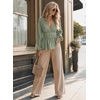 image:imageAstylish Womens Dressy Wrap V Neck Cinched Waist Going Out Peplum Tops  Puff Long SleeveBusiness CasualElegantDate Night OutfitRuched Ruffle ShirtsTrendy Smocked Blouses2026 Cute Fall TopsGrass Green