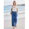 image:imageAstylish Womens High Waisted Jeans Stretchy Wide Straight Leg Loose Trendy Scalloped Hem Denim PantsAshleigh Blue
