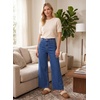 image:imageAstylish Womens High Waisted Jeans Stretchy Wide Straight Leg Loose Trendy Scalloped Hem Denim PantsAshleigh Blue