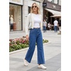 image:imageAstylish Womens High Waisted Jeans Stretchy Wide Straight Leg Loose Trendy Scalloped Hem Denim PantsAshleigh Blue