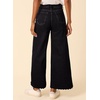 image:imageAstylish Womens High Waisted Jeans Stretchy Wide Straight Leg Loose Trendy Scalloped Hem Denim PantsColor Black