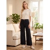 image:imageAstylish Womens High Waisted Jeans Stretchy Wide Straight Leg Loose Trendy Scalloped Hem Denim PantsColor Black