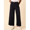 image:imageAstylish Womens High Waisted Jeans Stretchy Wide Straight Leg Loose Trendy Scalloped Hem Denim PantsColor Black
