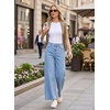 image:imageAstylish Womens High Waisted Jeans Stretchy Wide Straight Leg Loose Trendy Scalloped Hem Denim PantsDusk Blue