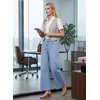 image:imageAstylish Womens High Waisted Jeans Stretchy Wide Straight Leg Loose Trendy Scalloped Hem Denim PantsDusk Blue