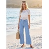image:imageAstylish Womens High Waisted Jeans Stretchy Wide Straight Leg Loose Trendy Scalloped Hem Denim PantsDusk Blue