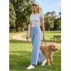 image:imageAstylish Womens High Waisted Jeans Stretchy Wide Straight Leg Loose Trendy Scalloped Hem Denim PantsDusk Blue