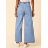 image:imageAstylish Womens High Waisted Jeans Stretchy Wide Straight Leg Loose Trendy Scalloped Hem Denim PantsDusk Blue