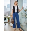 image:imageAstylish Womens High Waisted Jeans Stretchy Wide Straight Leg Loose Trendy Scalloped Hem Denim PantsNavy Blue