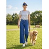 image:imageAstylish Womens High Waisted Jeans Stretchy Wide Straight Leg Loose Trendy Scalloped Hem Denim PantsNavy Blue