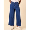 image:imageAstylish Womens High Waisted Jeans Stretchy Wide Straight Leg Loose Trendy Scalloped Hem Denim PantsNavy Blue