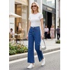 image:imageAstylish Womens High Waisted Jeans Stretchy Wide Straight Leg Loose Trendy Scalloped Hem Denim PantsNavy Blue
