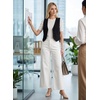 image:imageAstylish Womens High Waisted Jeans Stretchy Wide Straight Leg Loose Trendy Scalloped Hem Denim PantsWhite