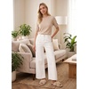 image:imageAstylish Womens High Waisted Jeans Stretchy Wide Straight Leg Loose Trendy Scalloped Hem Denim PantsWhite