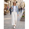 image:imageAstylish Womens High Waisted Jeans Stretchy Wide Straight Leg Loose Trendy Scalloped Hem Denim PantsWhite