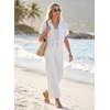 image:imageAstylish Womens High Waisted Jeans Stretchy Wide Straight Leg Loose Trendy Scalloped Hem Denim PantsWhite