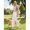 image:imageAstylish Womens High Waisted Jeans Stretchy Wide Straight Leg Loose Trendy Scalloped Hem Denim PantsWhite