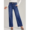 image:imageAstylish Womens High Waisted Wide Leg Straight Jeans  Straight Leg Jean Baggy Trendy Denim Pants Slanted PocketsSail Blue