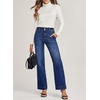 image:imageAstylish Womens High Waisted Wide Leg Straight Jeans  Straight Leg Jean Baggy Trendy Denim Pants Slanted PocketsSail Blue