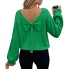 image:imageAstylish Womens 2026 Open Back Bow Pullover Sweaters Fall Fashion Outfits  Ballon Long Sleeve Soft Knit Cute Loose Fit Business Casual TopsDark Green