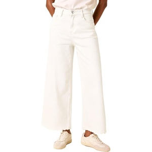 image:imageAstylish Womens High Waisted Jeans Stretchy Wide Straight Leg Loose Trendy Scalloped Hem Denim PantsWhite