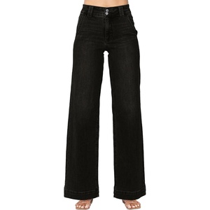 image:imageAstylish Womens High Waisted Wide Leg Straight Jeans  Straight Leg Jean Baggy Trendy Denim Pants Slanted PocketsBlack