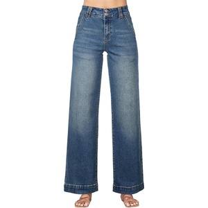 image:imageAstylish Womens High Waisted Wide Leg Straight Jeans  Straight Leg Jean Baggy Trendy Denim Pants Slanted PocketsDusk Blue
