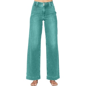 image:imageAstylish Womens High Waisted Wide Leg Straight Jeans  Straight Leg Jean Baggy Trendy Denim Pants Slanted PocketsGrass Green