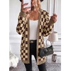 image:imageAstylish Women 2026 Checkered Knit Cardigan Sweaters with Pockets  Open Front Drop Shoulder Long Sleeve 2026 Fall Outfits Business Casual Outwear CoatsCoffee