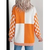 image:imageAstylish Women 2026 Checkered Knit Cardigan Sweaters with Pockets  Open Front Drop Shoulder Long Sleeve 2026 Fall Outfits Business Casual Outwear CoatsOrange