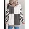 image:imageAstylish Women 2026 Checkered Knit Cardigan Sweaters with Pockets  Open Front Drop Shoulder Long Sleeve 2026 Fall Outfits Business Casual Outwear CoatsDark Grey