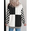 image:imageAstylish Women 2026 Checkered Knit Cardigan Sweaters with Pockets  Open Front Drop Shoulder Long Sleeve 2026 Fall Outfits Business Casual Outwear CoatsBlack