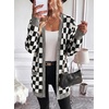 image:imageAstylish Women 2026 Checkered Knit Cardigan Sweaters with Pockets  Open Front Drop Shoulder Long Sleeve 2026 Fall Outfits Business Casual Outwear CoatsBlack