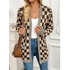image:imageAstylish Women 2026 Checkered Knit Cardigan Sweaters with Pockets  Open Front Drop Shoulder Long Sleeve 2026 Fall Outfits Business Casual Outwear CoatsCoffee