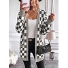 image:imageAstylish Women 2026 Checkered Knit Cardigan Sweaters with Pockets  Open Front Drop Shoulder Long Sleeve 2026 Fall Outfits Business Casual Outwear CoatsDark Grey