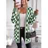 image:imageAstylish Women 2026 Checkered Knit Cardigan Sweaters with Pockets  Open Front Drop Shoulder Long Sleeve 2026 Fall Outfits Business Casual Outwear CoatsBlackish Green