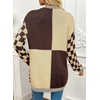image:imageAstylish Women 2026 Checkered Knit Cardigan Sweaters with Pockets  Open Front Drop Shoulder Long Sleeve 2026 Fall Outfits Business Casual Outwear CoatsCoffee
