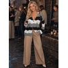 image:imageAstylish Women 2026 Knit Chevron Striped Cardigan Sweaters  Fall Outfits Open Front Long Sleeve Business Casual Button DownBlack