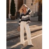 image:imageAstylish Women 2026 Knit Chevron Striped Cardigan Sweaters  Fall Outfits Open Front Long Sleeve Business Casual Button DownBlack