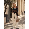 image:imageAstylish Women 2026 Knit Chevron Striped Cardigan Sweaters  Fall Outfits Open Front Long Sleeve Business Casual Button DownBlack Brown