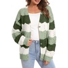 image:imageAstylish Women 2026 Knit Chevron Striped Cardigan Sweaters  Fall Outfits Open Front Long Sleeve Business Casual Button DownGrass Green