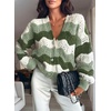 image:imageAstylish Women 2026 Knit Chevron Striped Cardigan Sweaters  Fall Outfits Open Front Long Sleeve Business Casual Button DownGrass Green