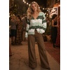 image:imageAstylish Women 2026 Knit Chevron Striped Cardigan Sweaters  Fall Outfits Open Front Long Sleeve Business Casual Button DownGrass Green
