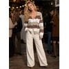 image:imageAstylish Women 2026 Knit Chevron Striped Cardigan Sweaters  Fall Outfits Open Front Long Sleeve Business Casual Button DownKhaki