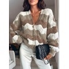 image:imageAstylish Women 2026 Knit Chevron Striped Cardigan Sweaters  Fall Outfits Open Front Long Sleeve Business Casual Button DownKhaki