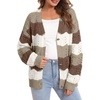 image:imageAstylish Women 2026 Knit Chevron Striped Cardigan Sweaters  Fall Outfits Open Front Long Sleeve Business Casual Button DownKhaki