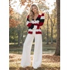 image:imageAstylish Women 2026 Knit Chevron Striped Cardigan Sweaters  Fall Outfits Open Front Long Sleeve Business Casual Button DownRed